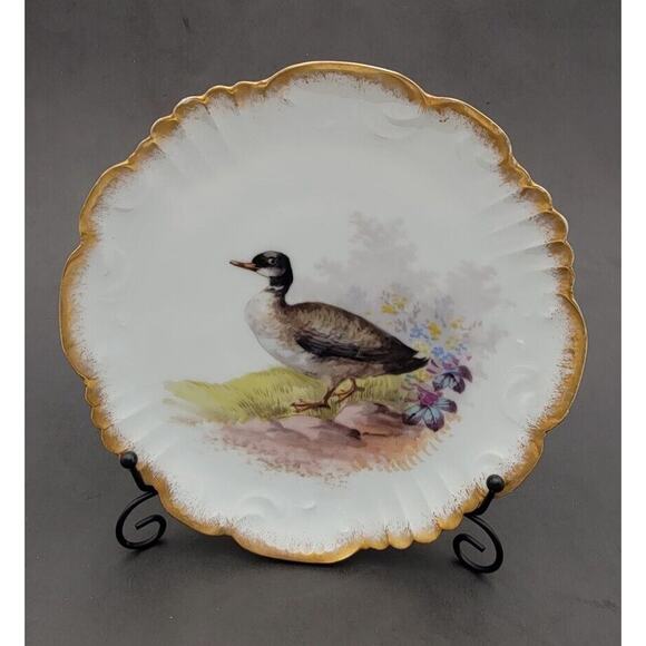 French Limoges Game Birds 4 plate set by Lewis Strauss & Sons vintage 1920's - Picture 5 of 14